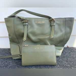 Green Michael Kors Bag & Wallet